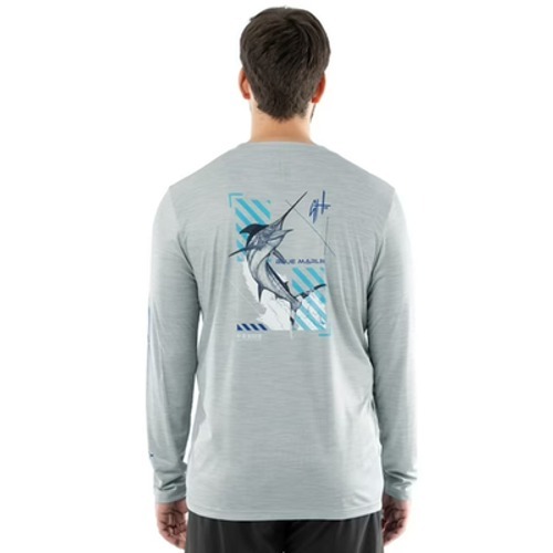 Guy Harvey Mens Performance Shirt 2xl Long Sleeve Fishing Gray Marlin Loose